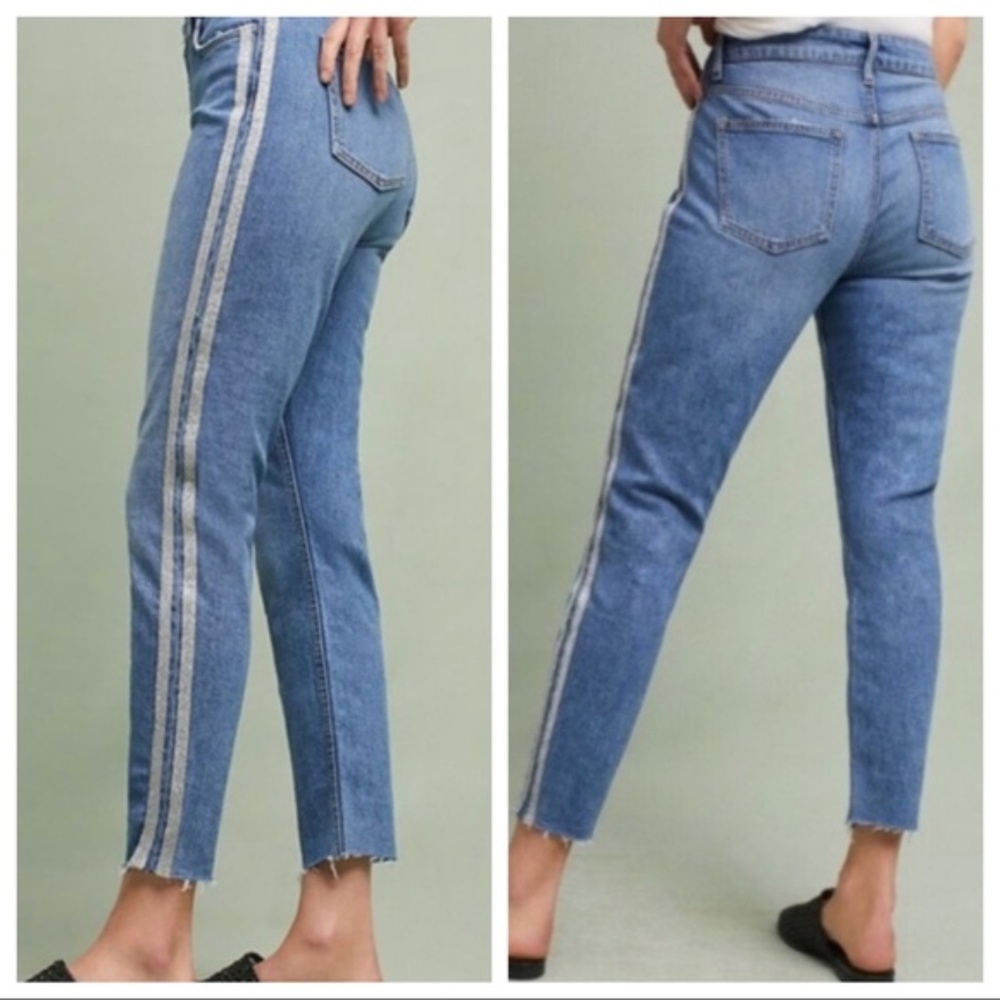 PILCRO and the Letterpress SILVER striped Jeans Sz 27